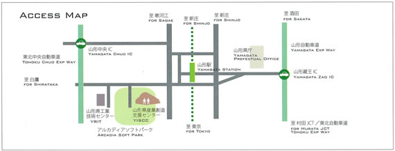 山形市内から支援センターへの概略図